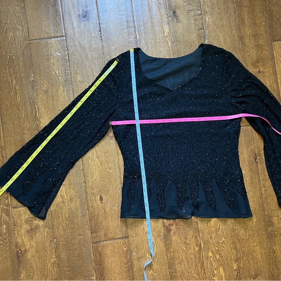 Beaded Black Vintage Beaded Blouse Size 8 - Picture 7 of 10